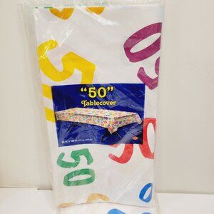 2 pks 50th All Over Print 50's Party Birthday Anniversary Table Cover 54 x 108